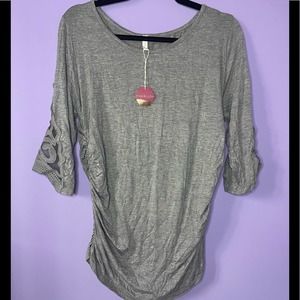 Pink Blush Lace Sleeve Maternity Top